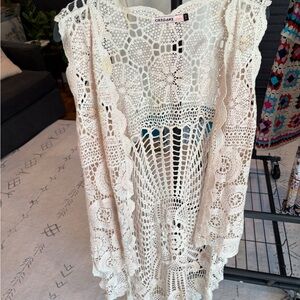 NWT Origami Crochet Open Duster - S/M